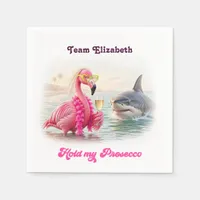 Hold My Prosecco Funny Shark Flamingo Bachelorette Napkins