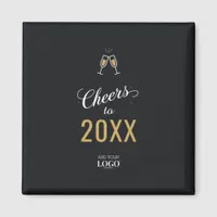 Elegant Cheers to the New Year Business Logo Black Magnet