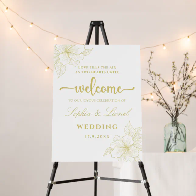 Elegant Minimalist Monotone Floral Wedding Foam Board