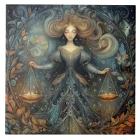 Libra Scales Zodiac Astrology Mystical Birthday Ceramic Tile