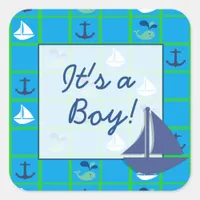 It's a Boy Nautical Baby Shower Sticker