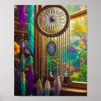 Pretty Dreamcatcher in Window Purple Boho Poster