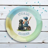 Lil' Slugger | Boy's Baseball Baby Shower  Paper Plates