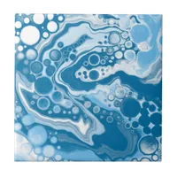  Blue Digital Fluid Art Marble Pour Painting Cells Ceramic Tile
