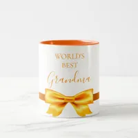 Grandmother white gold bow elegant Two-Tone coffee mug
