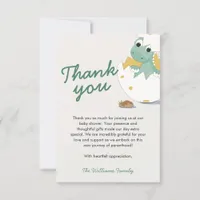 Adorable Little Green Hatching Baby Dinosaur Egg Thank You Card