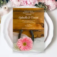 Pink Daisy Horseshoe Western Rehearsal Dinner Invitation