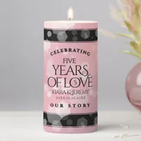 Elegant 5th Rose Quartz Wedding Anniversary Pillar Candle