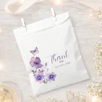 Boho Butterfly Wildflower Purple Girl Baby Shower Favor Bag