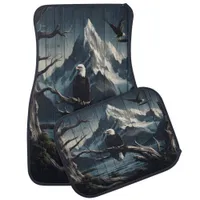 Eagle Over Tranquil Mountain Scene Car Floor Mat