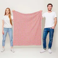 Classic Red and White Gingham Picnic Fleece Blanket