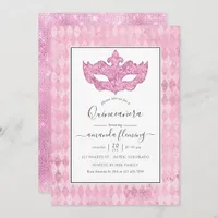 Vintage Pink Masquerade Quinceañera Invitation