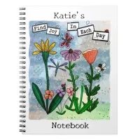 Personalized Flowers Musical Notes and Joy Artwork Notebook