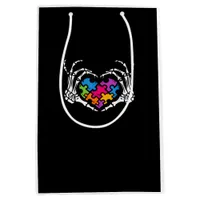 Autism Awareness Skeleton Heart Puzzle Piece Medium Gift Bag