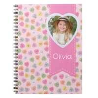 Pink Candy Hearts Photo Spiral Notebook