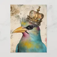 Beautiful Bird in a Crown Collage Postcard