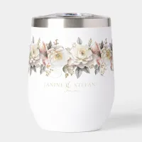 Floral Drama Wedding Charcoal ID1022 Thermal Wine Tumbler