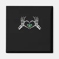 Skeleton Hand Heart Mardi Gras Vibrant Expression Magnet