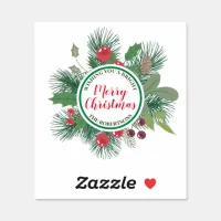 Winter Greenery Wreath Merry Christmas Sticker