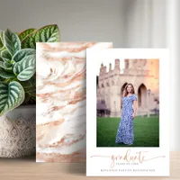 Budget Rose Gold Marble Graduation Announcement