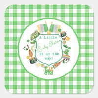 Green Little Lucky charm baby shower Square Sticker