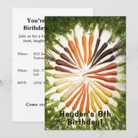 Rainbow Carrot Birthday Party Custom Name Age  Invitation