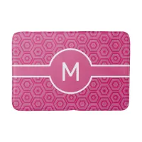 Modern White Monogram on Pink Geometric Bath Mat