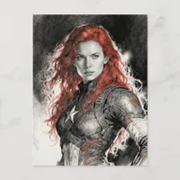 Red haired warrior woman  postcard