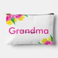 Yellow Pink Tulip Grandma Small Accessory Pouch 
