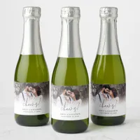 Photo Overlay Names Date Cheers Wedding Favor Sparkling Wine Label