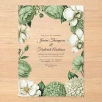 Sage Green & Ivory Modern Botanical Wedding Acrylic Invitations