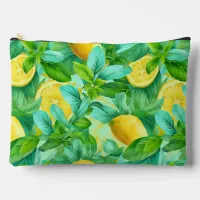 Yellow Fresh Lemons Watercolor Illustration  Accessory Pouch