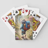 Cute mouse boy on his way to school,personalized  poker cards