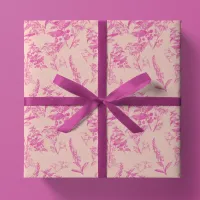 Hot Pink & Pastel Pink Bright Wildflower Wrapping Paper Sheets