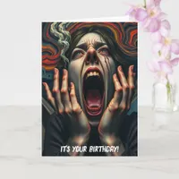 Tormented Woman Haunting Scream Birthday Card