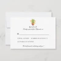 Tropical Pineapple | Island Watercolor Wedding RSVP Card