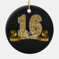 Sweet Sixteen Sparkle Gold ID243 Ceramic Ornament