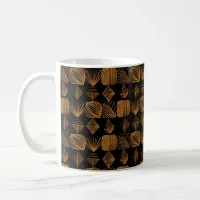 Bold Caribbean Tribal Mudcloth: Black, Gold Coffee Mug