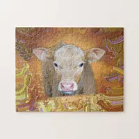 Fun and cute little calf with big eyes jigsaw puzzle