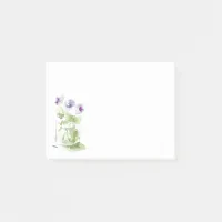 Lavender Watercolor Violets in a Mason Jar Post-it Notes