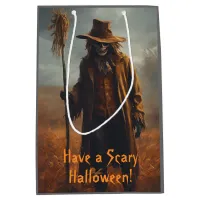 Halloween Theme - Scary Looking Scarecrow Medium Gift Bag