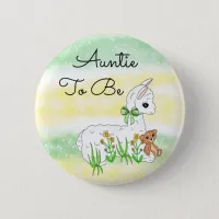 Auntie To Be Llama with Teddy Bear Button