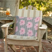 Pink Flowers And Stripes Throw Pillow