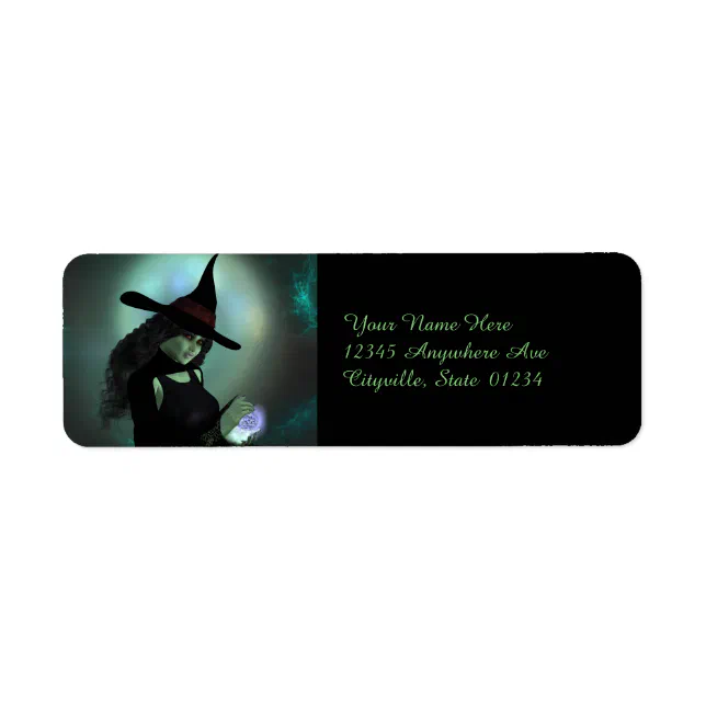 Wicked Witch Casting a Spell Label