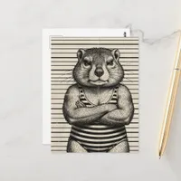 Cute Wildlife Criminals Groundhog Postcard