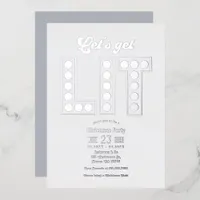 Winter Cloud Let's Get Lit Retro Christmas Party Foil Invitation