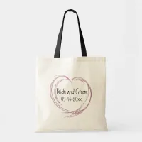 Pink Abstract Heart Wedding Tote Bag