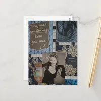 How are You Vintage Woman and Textures Collage Postcard