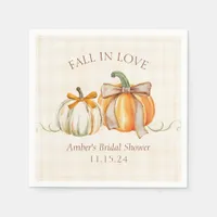 "Fall in Love" Autumn Elegant Fall Bridal Shower Napkins