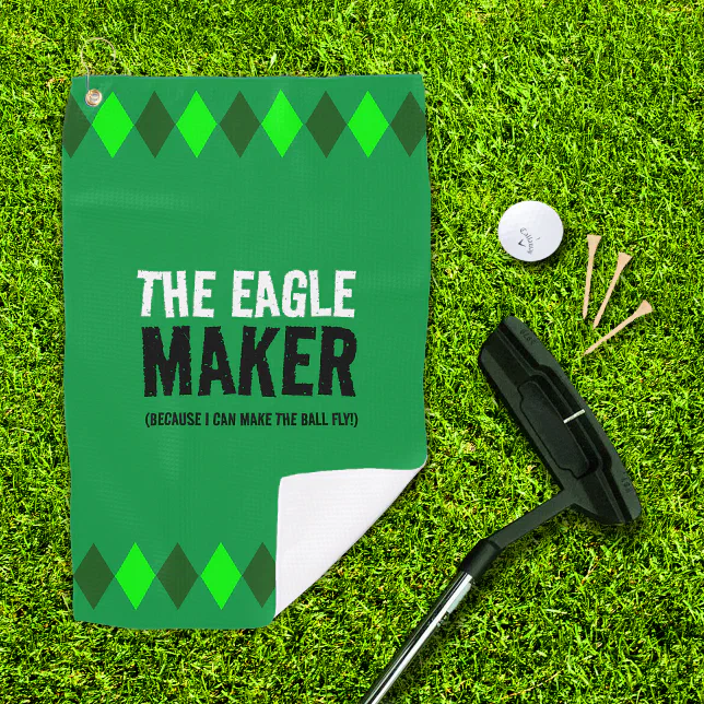 Green Argyle The Eagle Maker Golf Towel